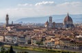 Panoramic view of Santa Maria dei Fiori Church,the Dome and Palazzo Vecchio from piazzale Michelangelo in Florence, Tuscany, Italy Royalty Free Stock Photo