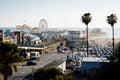 View of the Santa Monica Pier, from Palisades Park in Santa Monica, California. Royalty Free Stock Photo