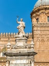 View of Santa Rosalia statue in front of the Palermo Cathedral, Sicily, Italy Royalty Free Stock Photo