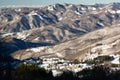 View of Santo Stefano d`Aveto from Rocca d`Aveto ski slopes. Liguria. Italy Royalty Free Stock Photo