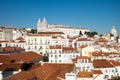 View on Sao Vicente de Fora church and red roofs on Lisbon centre