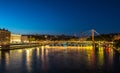 View of Saone river at late sunset  in Lyon, France Royalty Free Stock Photo