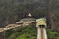 View of Saptashrungi temple and funicular trolley track, Vani, Nashik, Maharashtra, India.