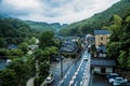 View of Saraguri town on a raining day near Nanzoin temple in Sasaguri, Fukuoka Prefecture Royalty Free Stock Photo