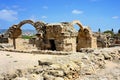 View at the Saranda Kolones ruins in Paphos Archaeological Park on the island of Cyprus
