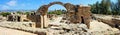 View at the Saranda Kolones ruins in Paphos Archaeological Park on the island of Cyprus, panorama