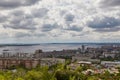 View of Saratov and the bridge through Volga Royalty Free Stock Photo