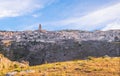 View of sassi di Matera,basilicata, Italy, UNESCO under blue sky Royalty Free Stock Photo
