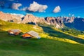 View on the Sassolungo (Langkofel) and Sella group, valley Gardena. National Park Dolomites, South Tyrol. Location Ortisei, S. Cr Royalty Free Stock Photo