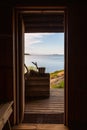 View from sauna door to the gulf of Bothnia Royalty Free Stock Photo