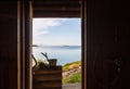 View from sauna door to the gulf of Bothnia Royalty Free Stock Photo
