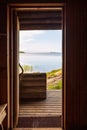 View from sauna door to the gulf of Bothnia Royalty Free Stock Photo