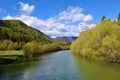 View of Sava river and slopes of Jelovica plateau Royalty Free Stock Photo