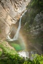 Savica Waterfall with Rainbow, Slovenia, Europe