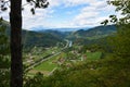 View of Savinja river valley near Lasko and forest covered hills