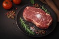 view Savor the raw Fresh striploin steak adorned with salt, spices