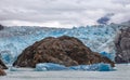 Sawyer glacier with a big mountain in front of it in Alaska Royalty Free Stock Photo