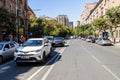 view of Sayat-nova ave with cars in Yerevan city