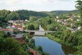Sazava River and Cesky Sternberk Village, Czechia Royalty Free Stock Photo