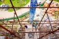 View from scaffold above on construction site