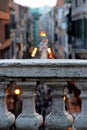 View from the `Scalinata di piazza di Spagna` at dusk, Rome, Italy