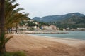 View of scenic and beautiful beach without people