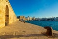 View of scenic city scape and a fishing harbor with marina in Monopoli, Italy Royalty Free Stock Photo