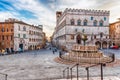 View of the scenic Piazza IV Novembre, Perugia, Italy