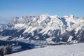 view from Schladming ski resort towards Dachstein glacier Royalty Free Stock Photo