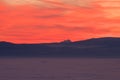 View from Schoeckl over low stratus to Triglav and sunset