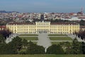 Panorama. Schonbrunn Palace seen from The Gloriette - landmark attraction in Vienna, Austria. City landscape