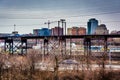 View of the Schuylkill Expressway and West Philadelphia, Pennsylvania.