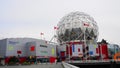 View of Science World at TELUS World of Science building in Vancouver, Canada close up. Common name Science World.