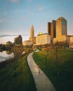 View of the Scioto River and downtown skyline, Columbus, Ohio Royalty Free Stock Photo