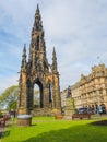 View of the Scott Monument - a Victorian Gothic monument to Scottish author Sir Walter Scott in Edinburgh, Scotland, UK.