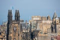 View from Scottish Edinburgh castle at skyline old medieval city