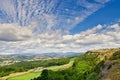 A view from Scout Scar looking across the Lyth Valley to the distant Lake District.