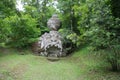 View of sculpture amidst the vegetation in the Park of Bomarzo. Royalty Free Stock Photo