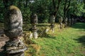 View of sculpture amidst the vegetation in the Park of Bomarzo.