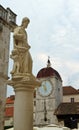 View of sculpture and detail of the City Hall - Duke`s Palace in old town, beautiful architecture, sunny day, Trogir, Dalmatia, Royalty Free Stock Photo