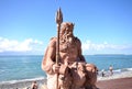 View of the sculpture of Neptune on the beach background Sochi,