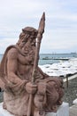 View of the sculpture of Neptune on the beach background Sochi, Royalty Free Stock Photo