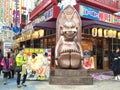 The view of a sculpture in shopping street at Tennoji park, Osaka, Japan.