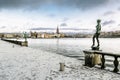 View on the sculpture on the waterfront near the city hall