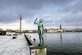 View on the sculpture on the waterfront near the city hall