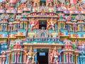 View of sculptures on tower at sarangapani temple, Tamilnadu, India - Dec 17, 2016