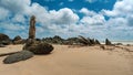 View of sea and beach with boulders Royalty Free Stock Photo