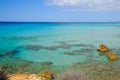 View on the sea on the beach Son Bou on the Balearic Island Menorca, Spain Royalty Free Stock Photo