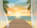 View of the sea beach on sunset and jetty Royalty Free Stock Photo