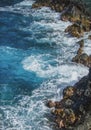 View of sea beach with waves and rocky coast. Red Sand Beach, Maui in in Hawaiian. Royalty Free Stock Photo